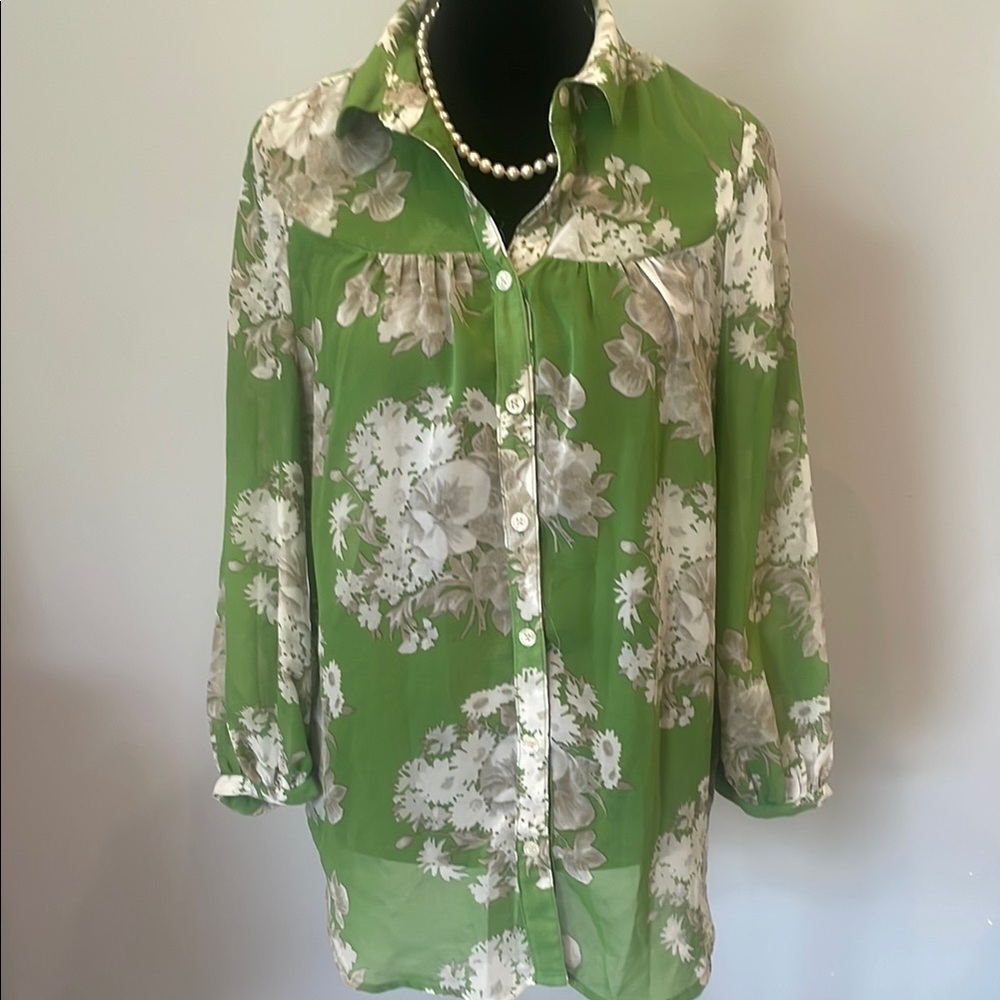 Floral Green Women's Top philosophy brand medium sheer material
